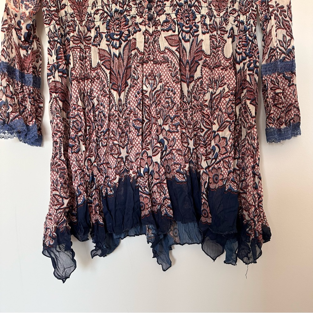 V Cristina Bohemian (XL) Sheer Embellished Tunic Top/Dress - Longsleeve, Printed - Picture 3 of 9